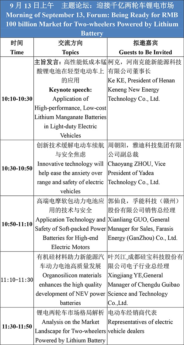 日程安排-2021輕型電動(dòng)車用鋰電池技術(shù)及應(yīng)用交流會(huì)